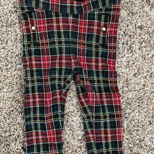 Baby Girl's Janie and Jack Red/Green Plaid Leggings - Size 12-18 months
